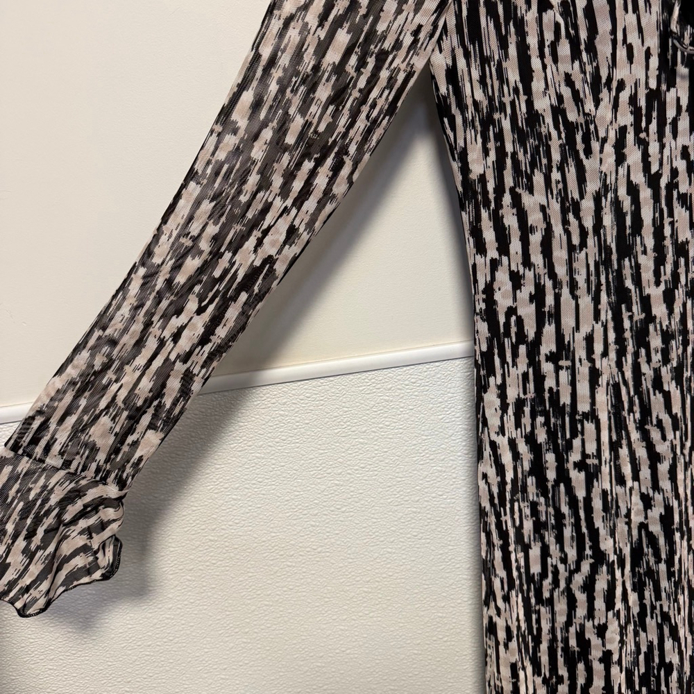 DONNA MORGAN Long Sleeve Dress Size 0 Black Cream New NWT MSRP:$128 A-Line - Picture 9 of 16